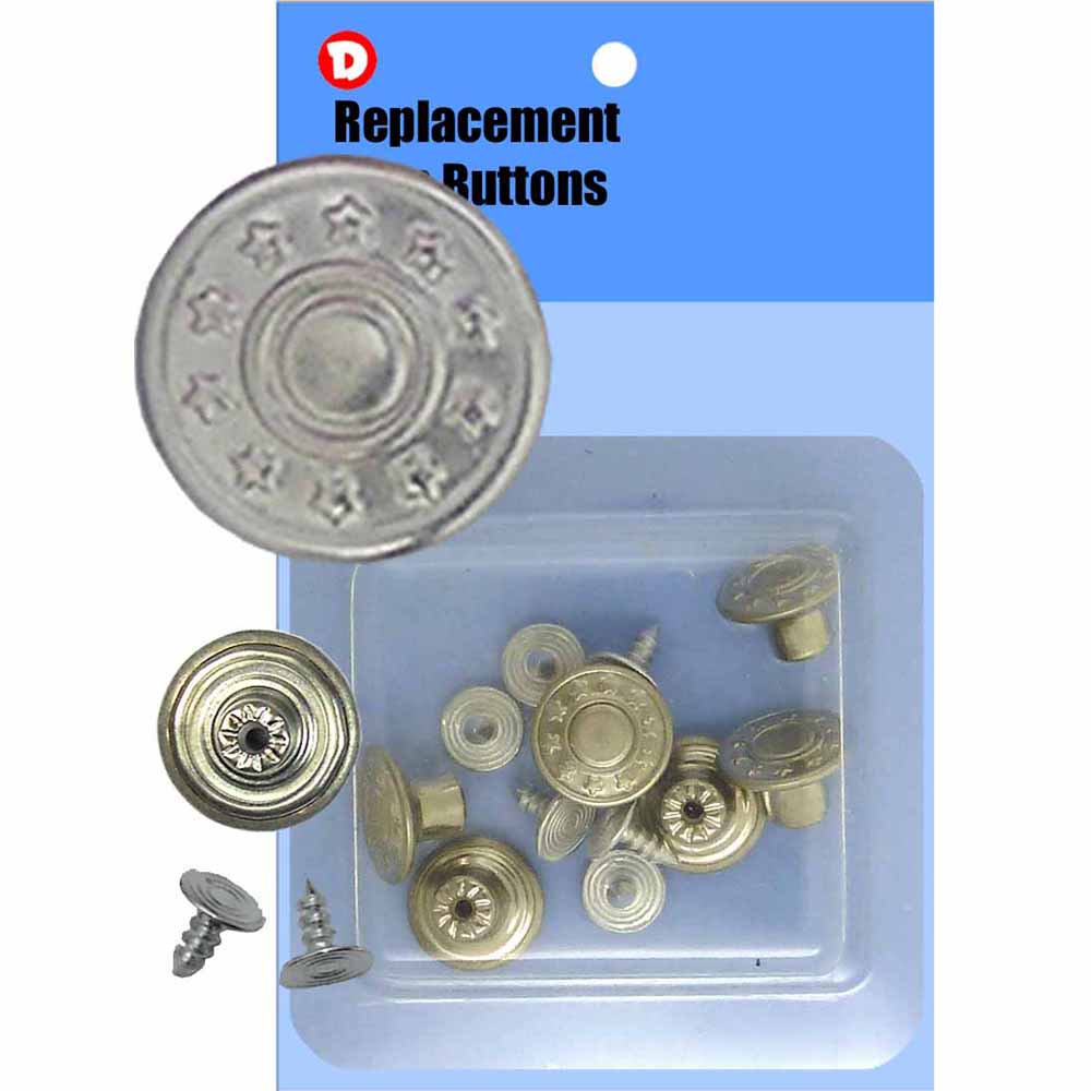 Jean Button - 14 mm Stars Silver
