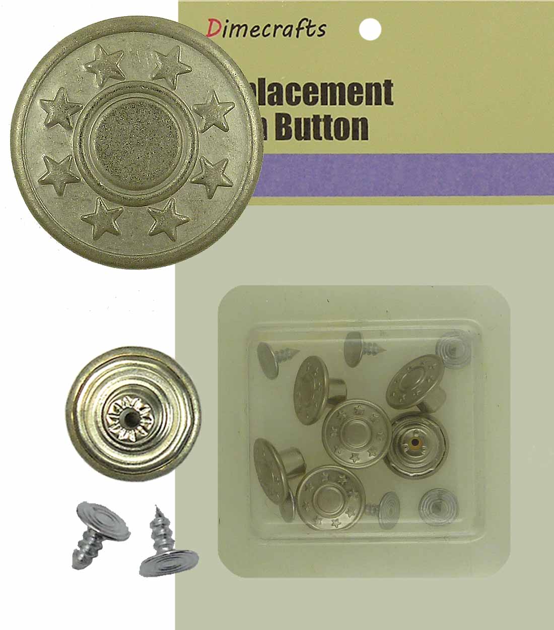 Jean Button - Bachelor Stars Matte Silver