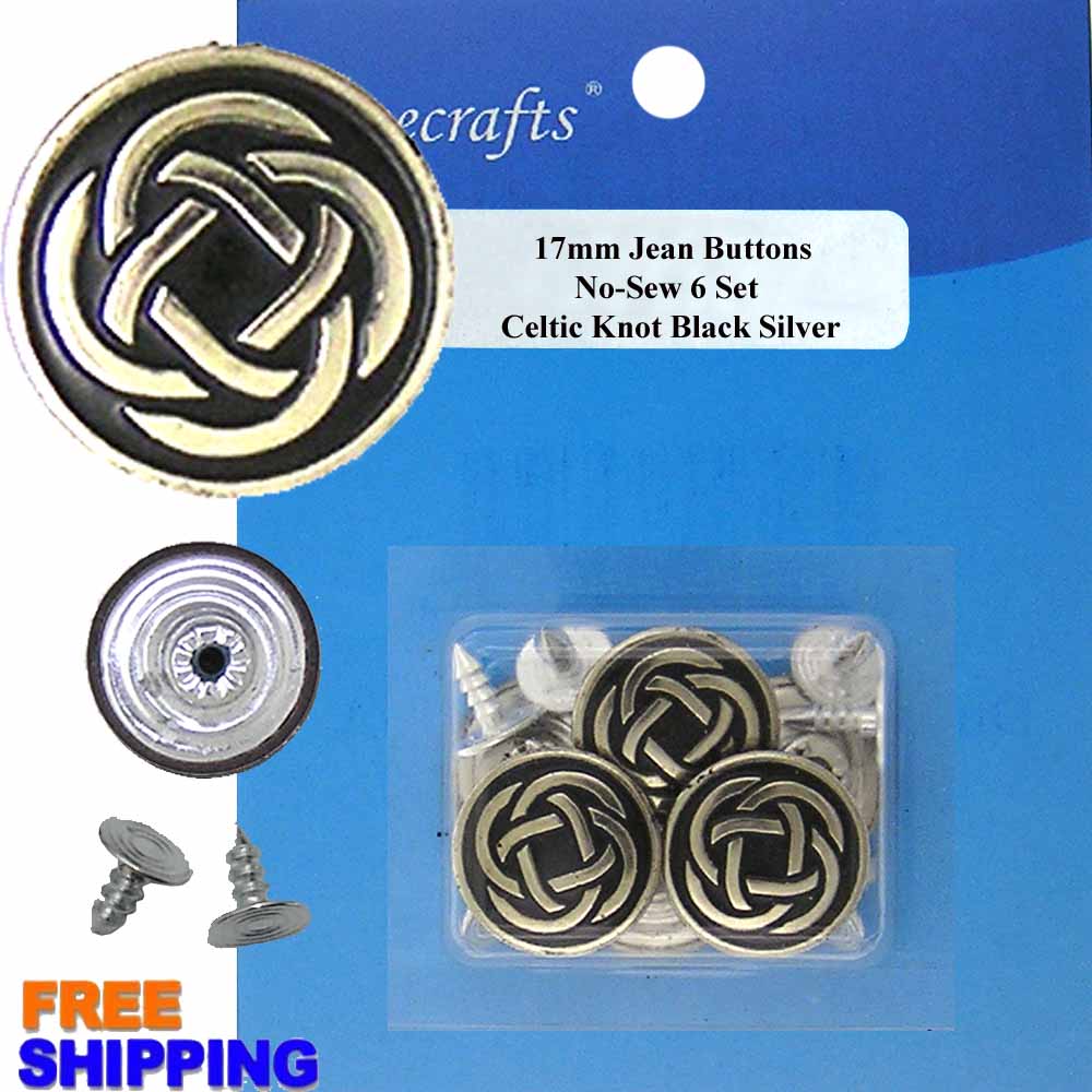 Jean Button - Celtic Knot Black Silve