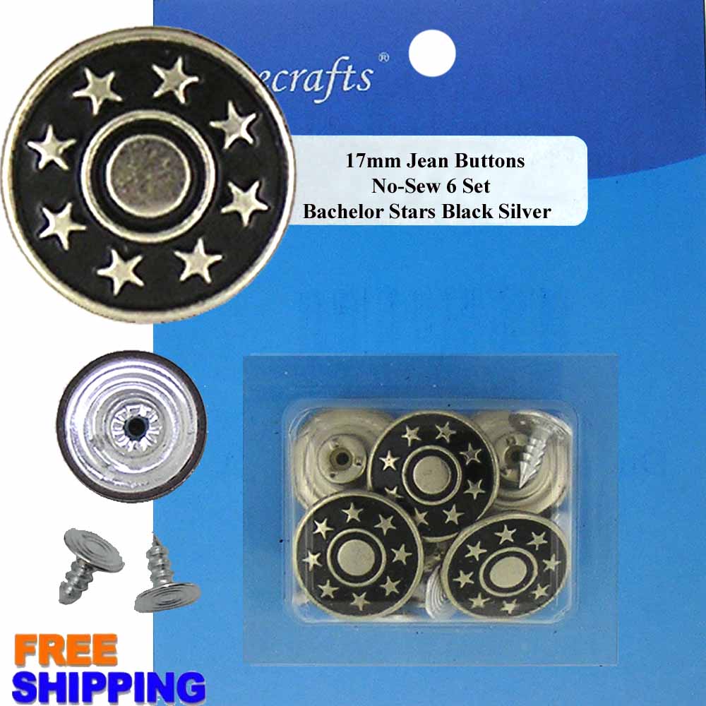 Jean Button - Bachelor Stars Black Silve