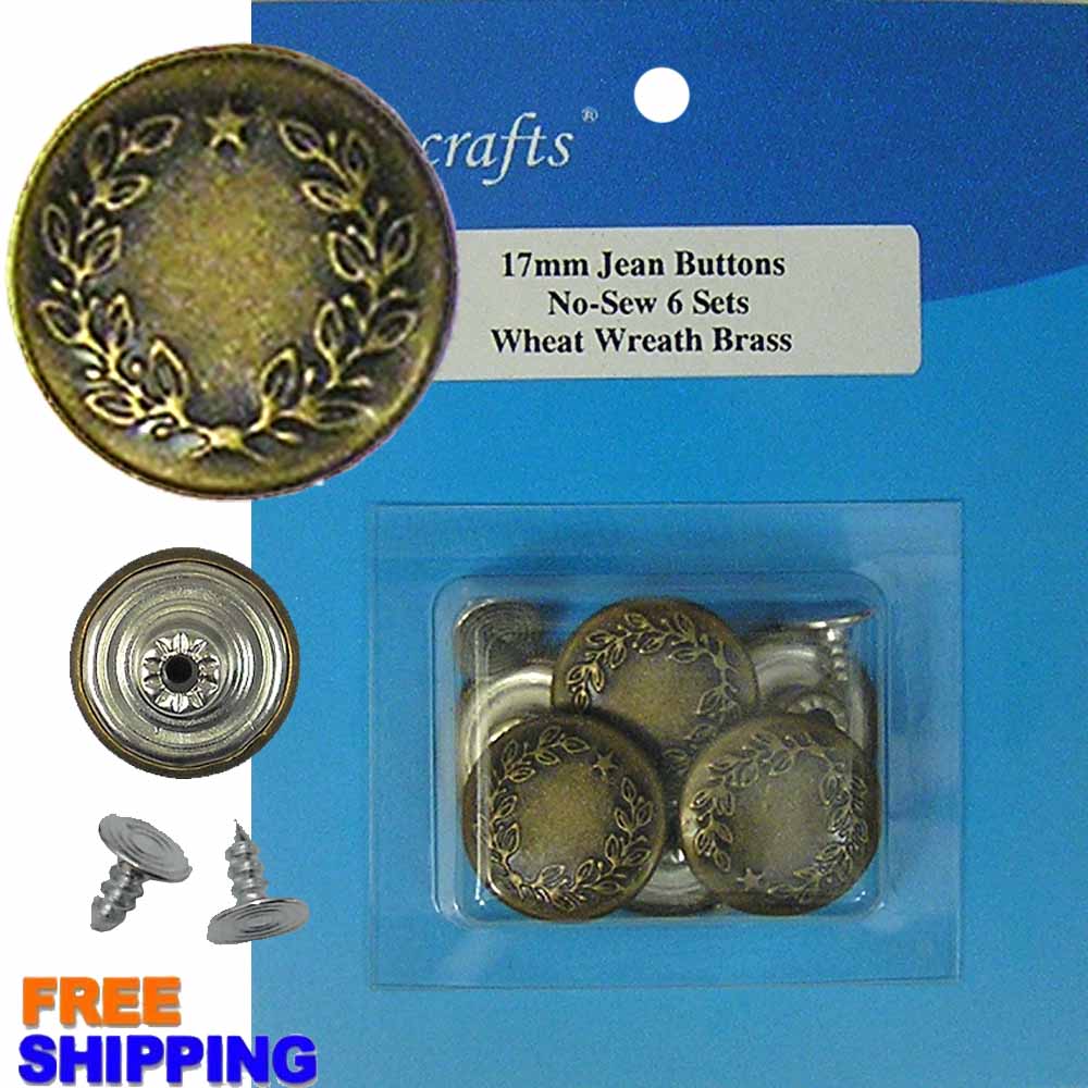 Jean Button - Wheat Wreath Brass