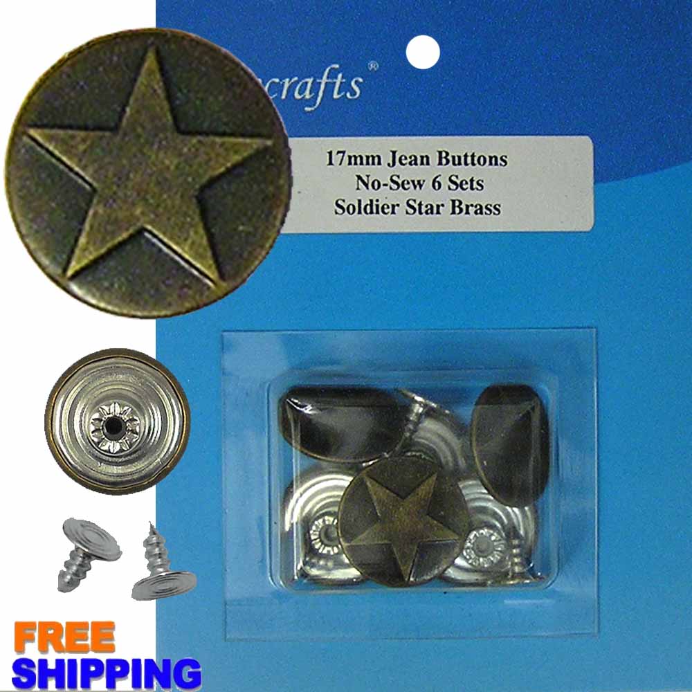 Jean Button - Soldier Star Brass