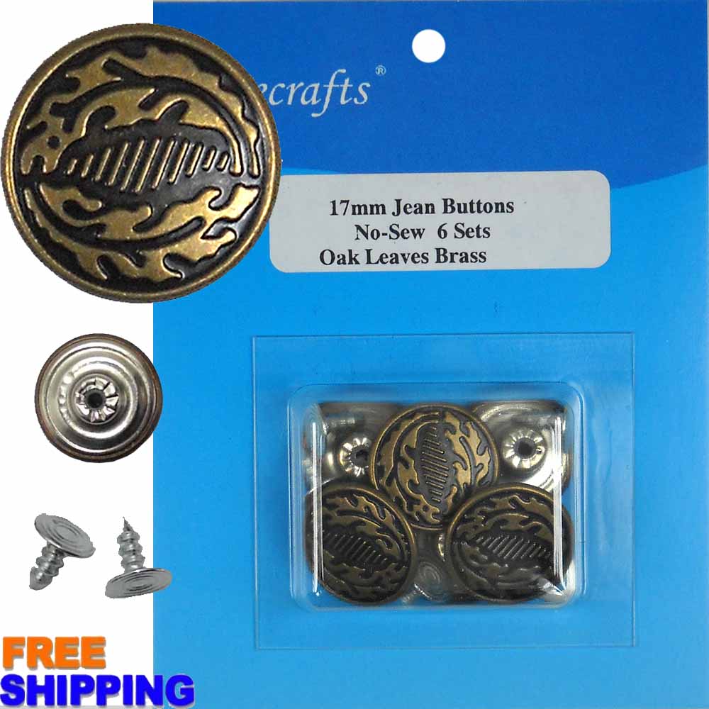 Jean Button - Oak Leaves Brass