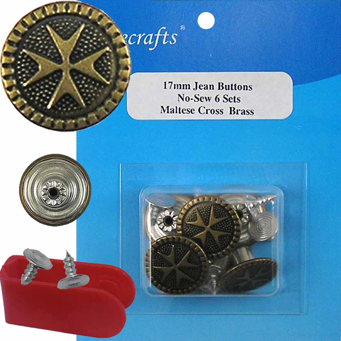 Jean Button - Maltese Cross Brass